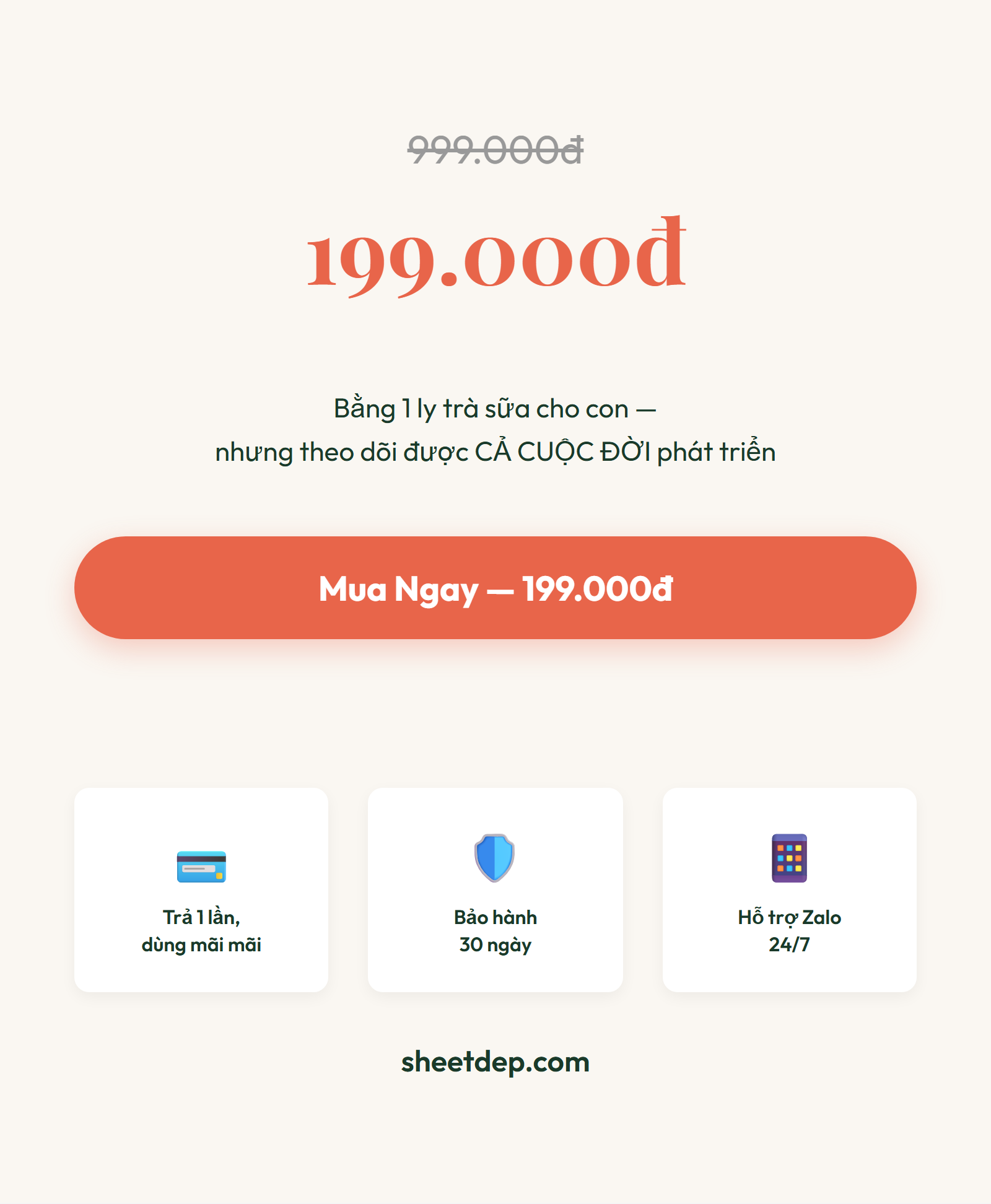 Đầu tư 199.000đ cho cả hành trình phát triển con từ 0-18 tuổi