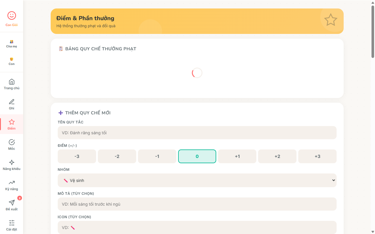 Hệ thống điểm và phần thưởng